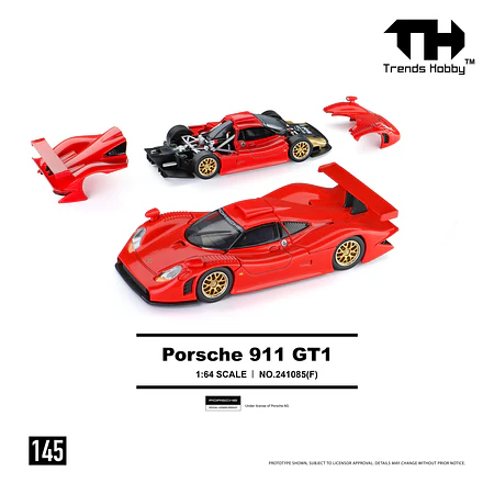 (PREVENTA) Trends Hobby 1:64 Porsche 911 GT1 1998 - Red