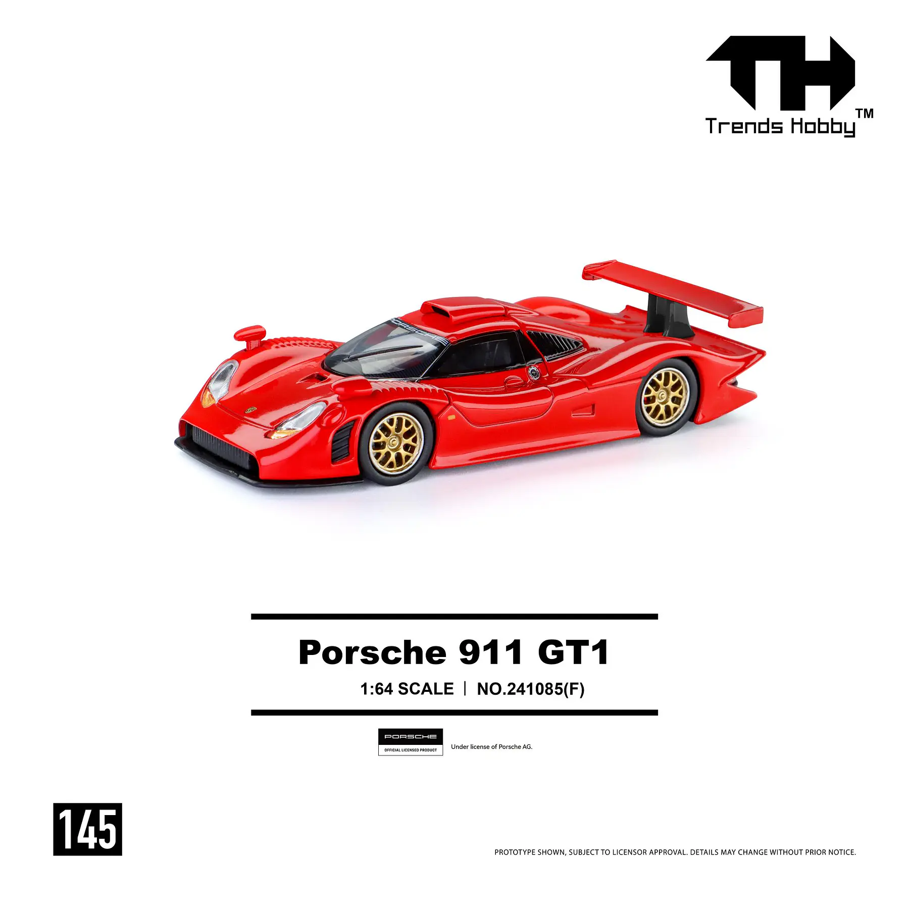 (PREVENTA) Trends Hobby 1:64 Porsche 911 GT1 1998 - Red