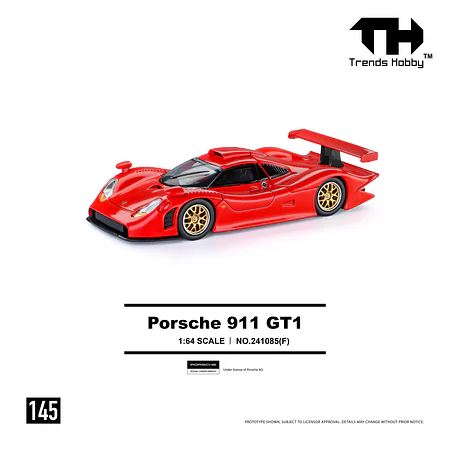 (PREVENTA) Trends Hobby 1:64 Porsche 911 GT1 1998 - Red
