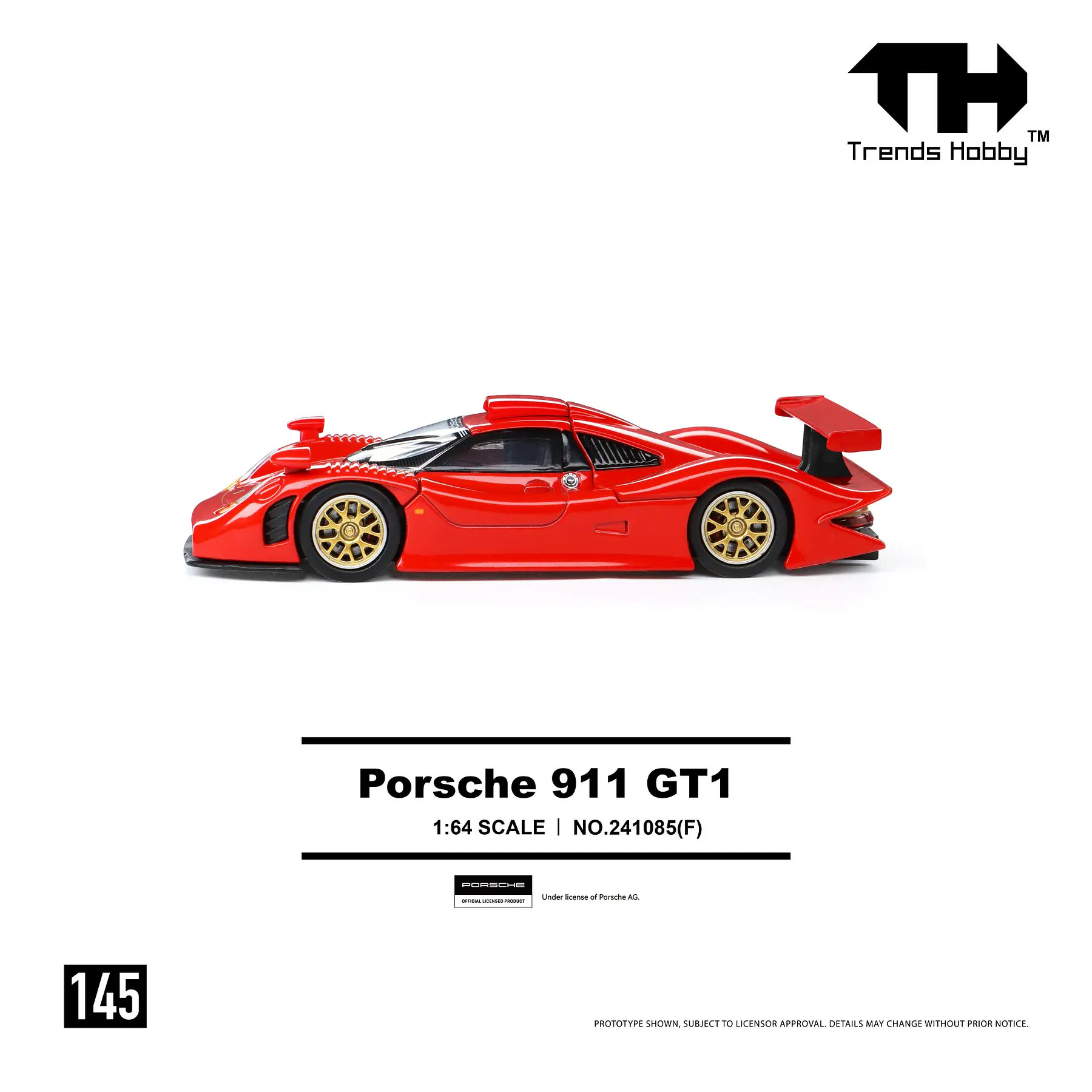 (PREVENTA) Trends Hobby 1:64 Porsche 911 GT1 1998 - Red