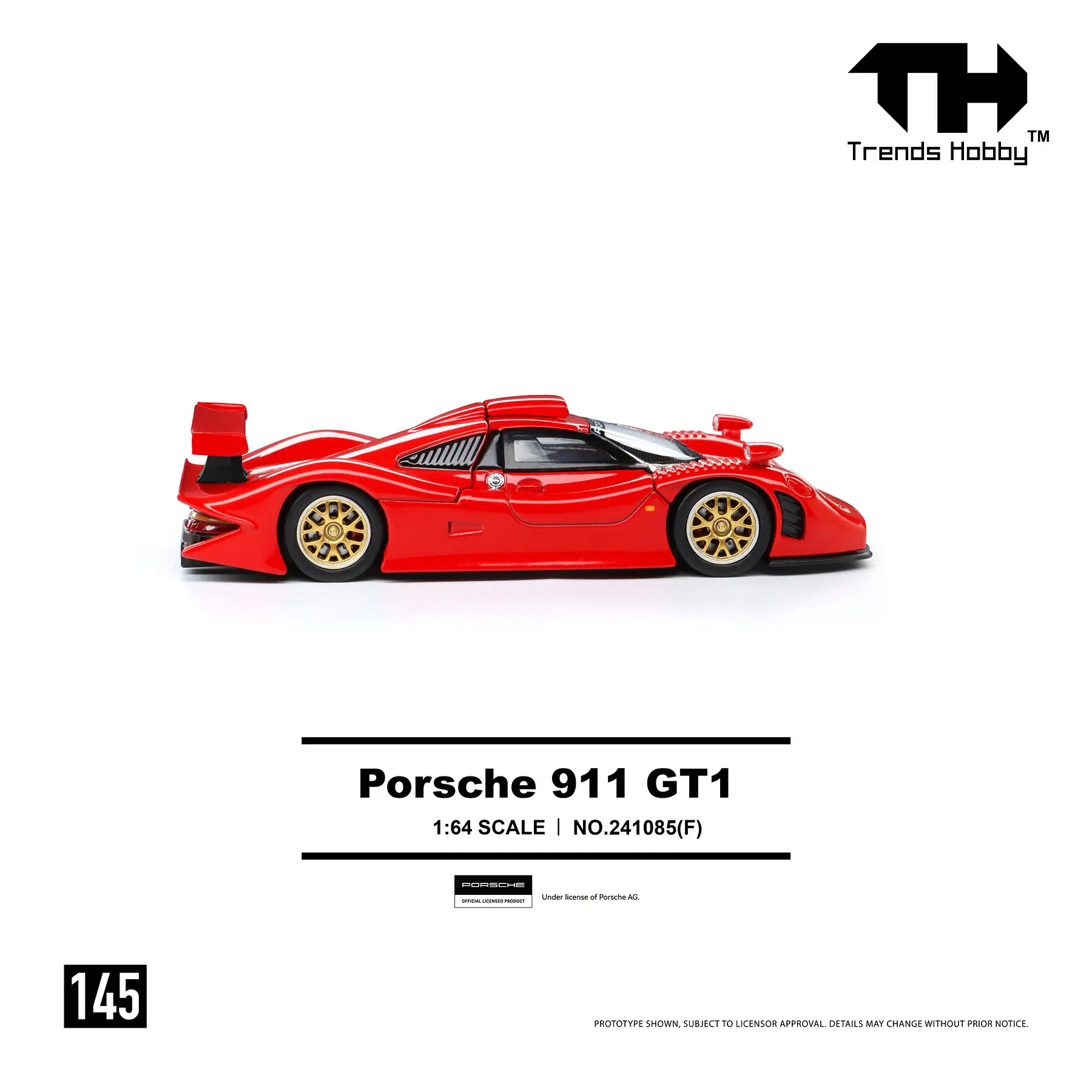 (PREVENTA) Trends Hobby 1:64 Porsche 911 GT1 1998 - Red