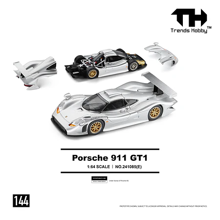 (PREVENTA) Trends Hobby 1:64 Porsche 911 GT1 1998 - Sliver