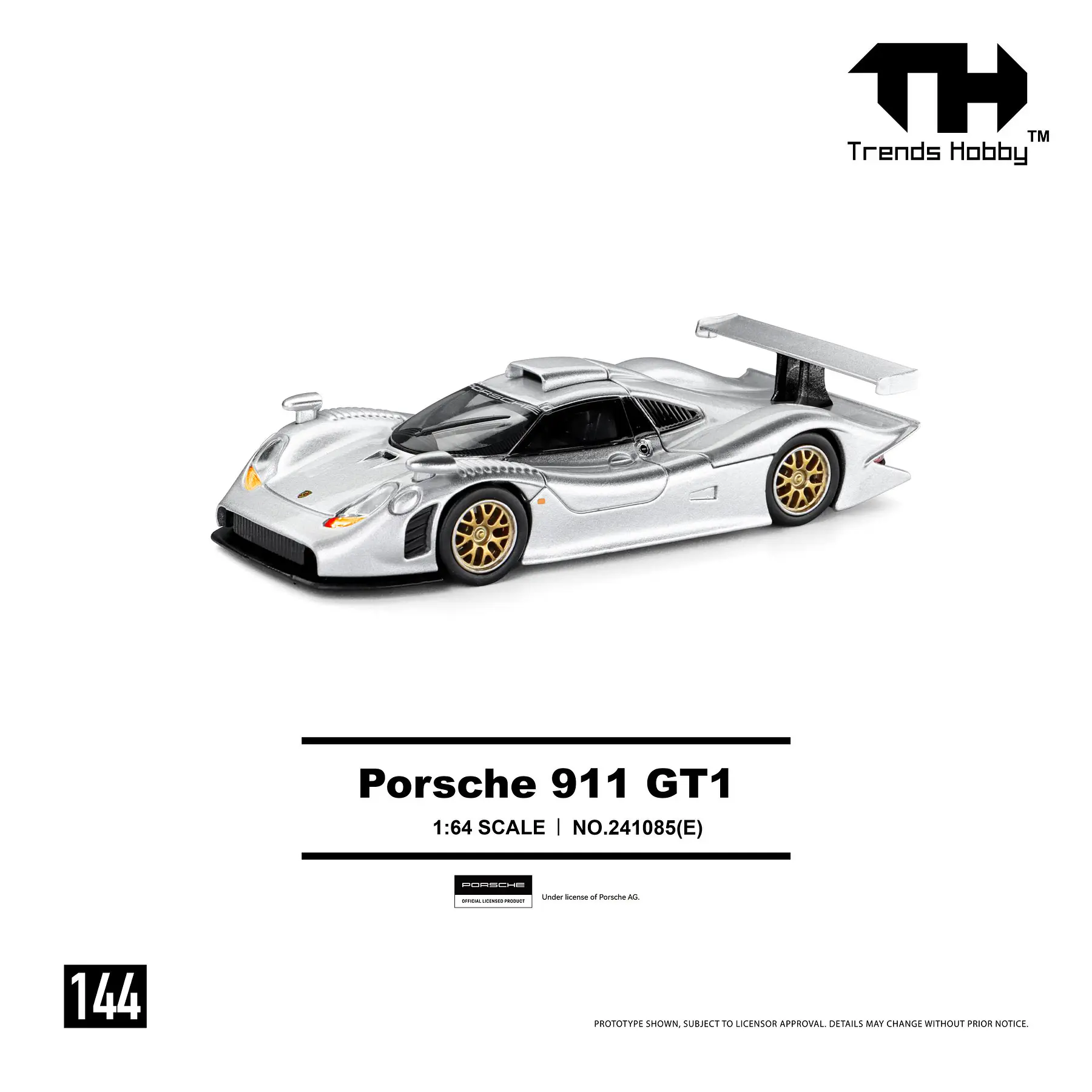 (PREVENTA) Trends Hobby 1:64 Porsche 911 GT1 1998 - Sliver