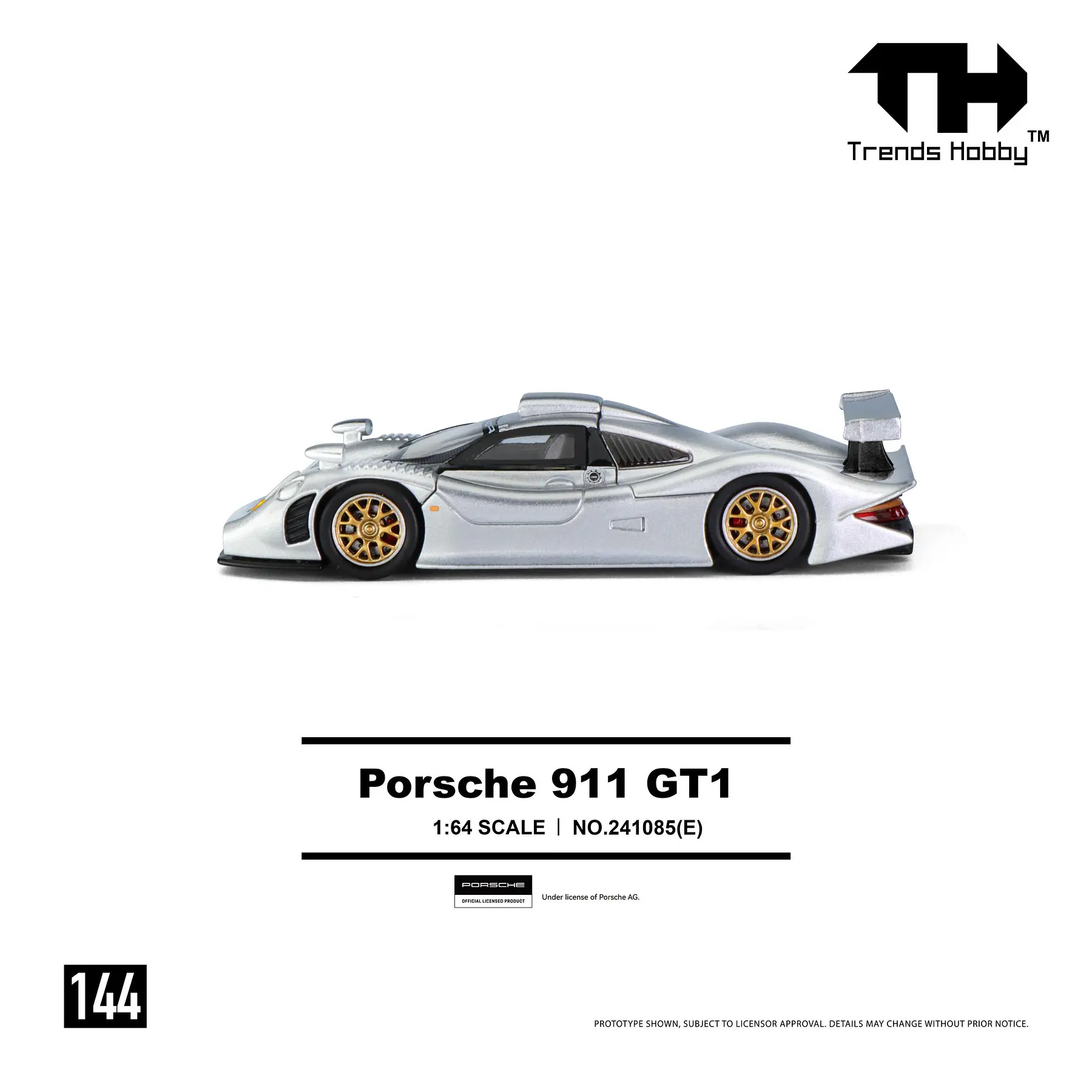 (PREVENTA) Trends Hobby 1:64 Porsche 911 GT1 1998 - Sliver