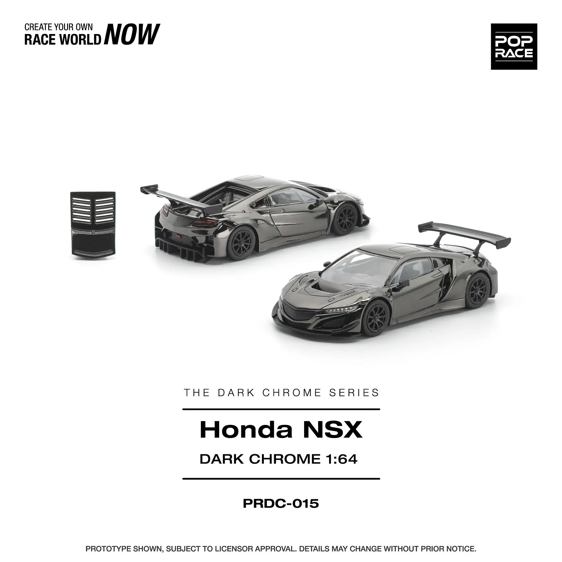 (PREVENTA) Pop Race 1:64 Honda NSX GT3 EV022 - Dark Chrome