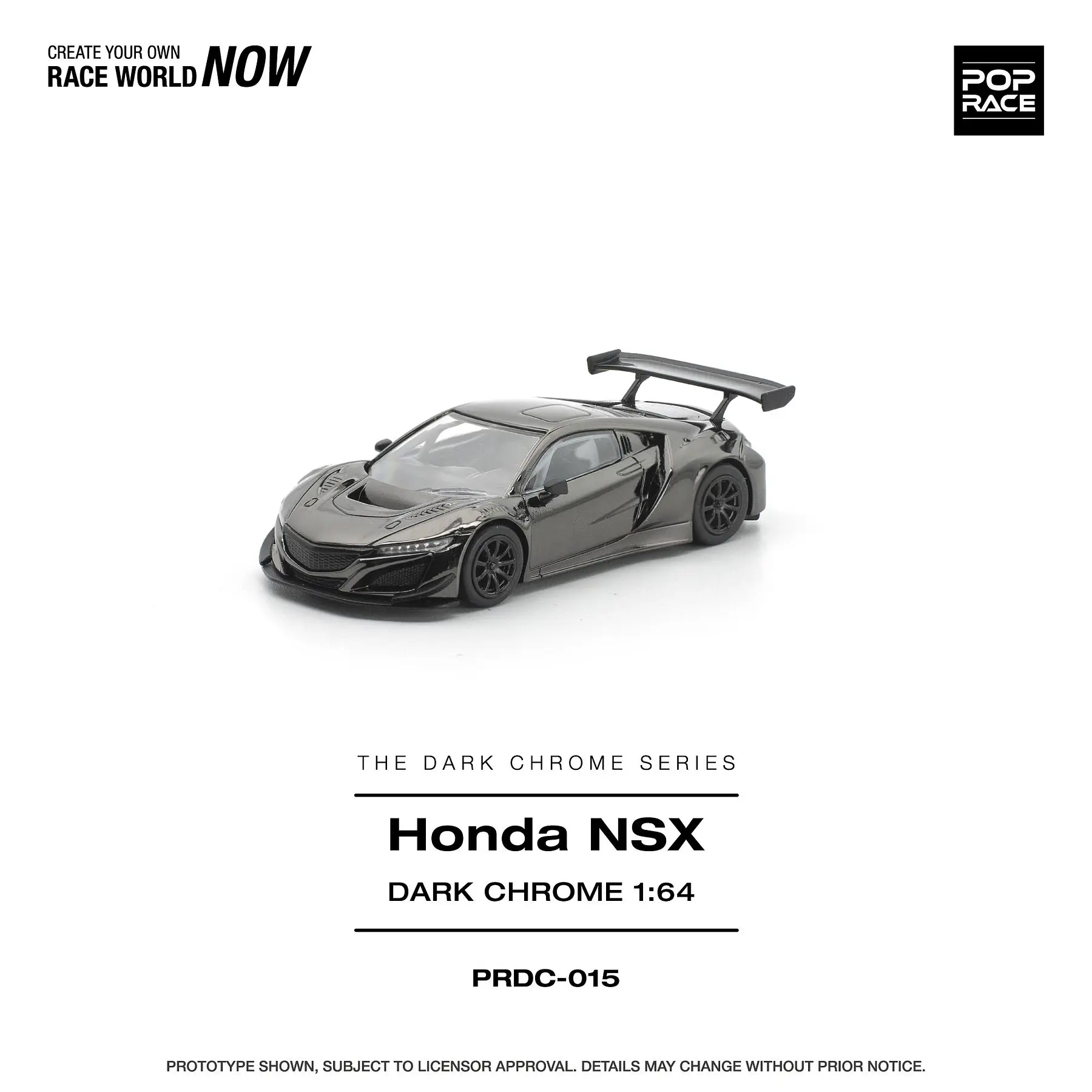 (PREVENTA) Pop Race 1:64 Honda NSX GT3 EV022 - Dark Chrome