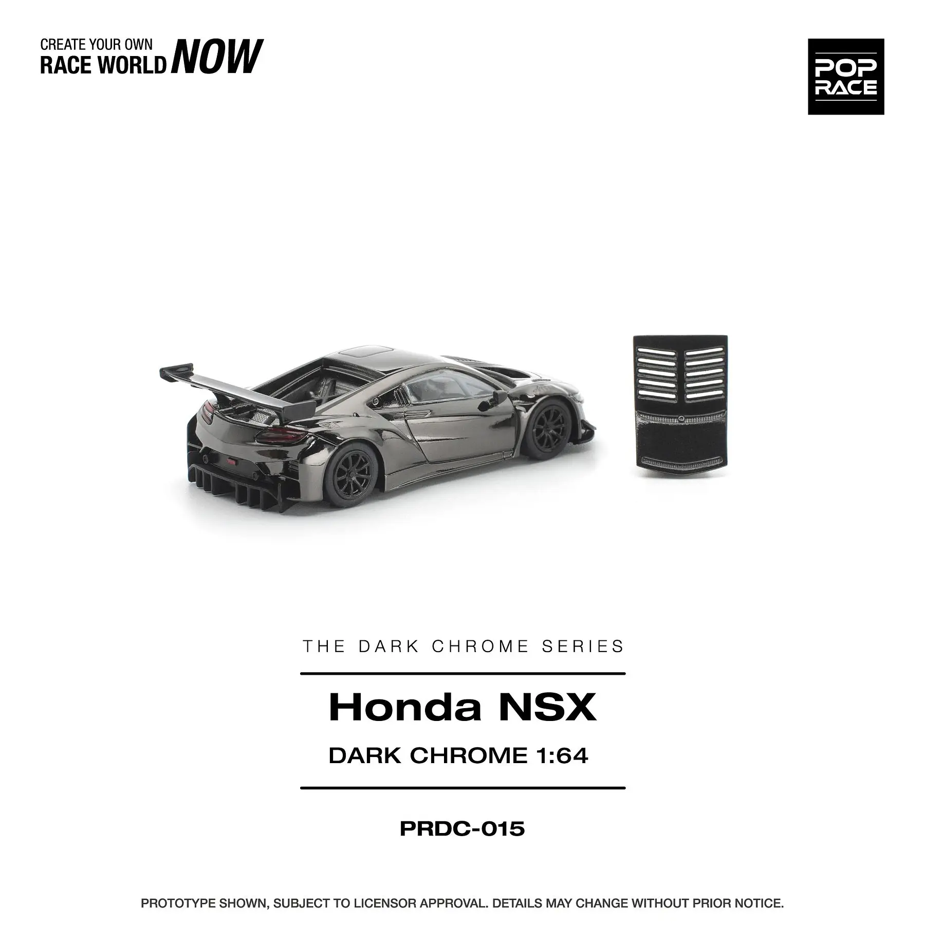 (PREVENTA) Pop Race 1:64 Honda NSX GT3 EV022 - Dark Chrome
