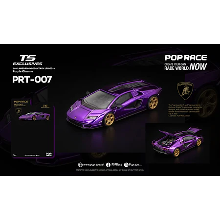 (PREVENTA) Pop Race x TS Exclusives 1:64 Lamborghini Countach LPI 800-4 Purple Chrome