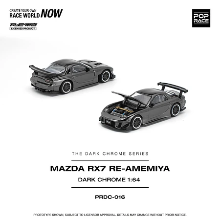 (PREVENTA) Pop Race 1:64 Mazda RX-7 RE-AMEMIYA - Dark Chrome