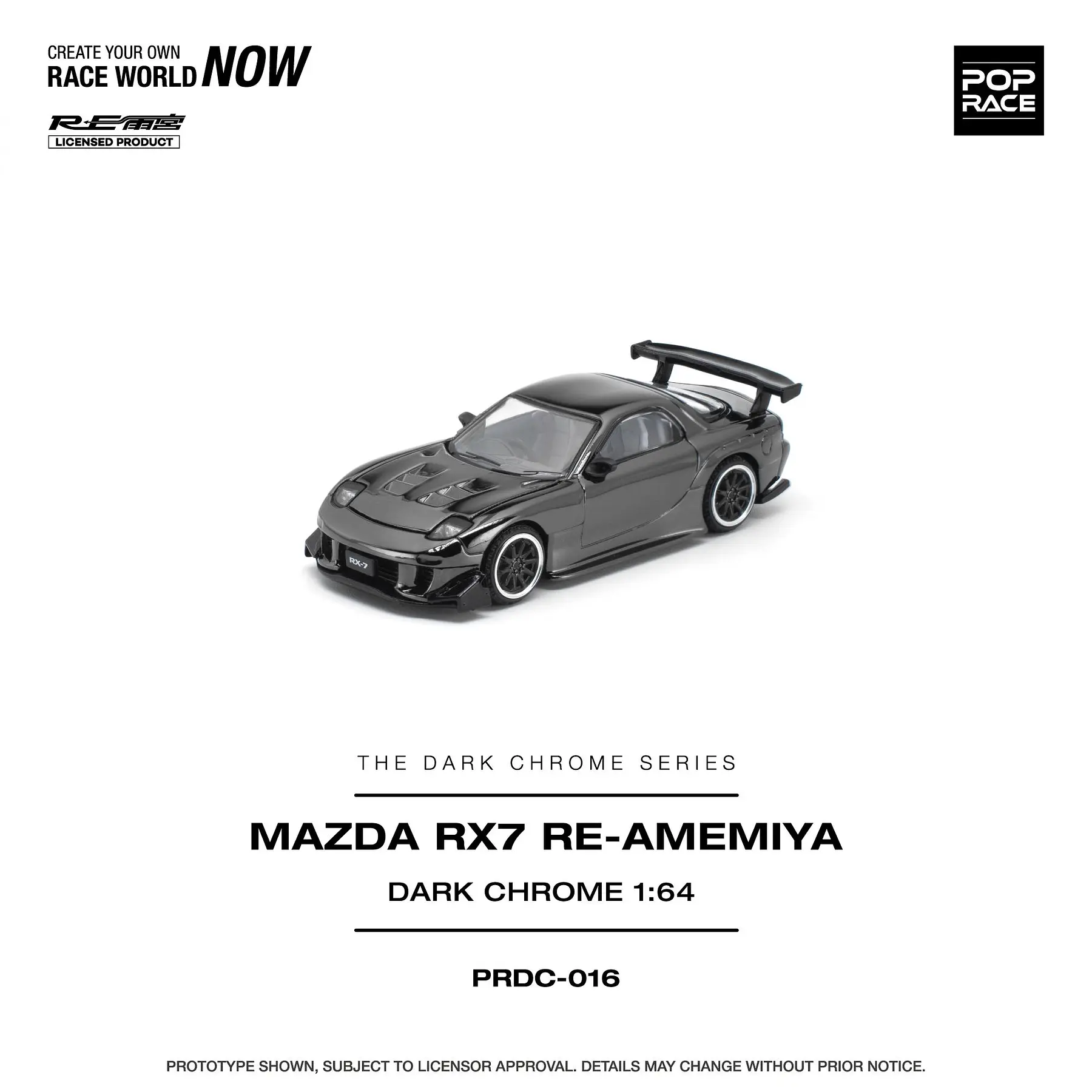 (PREVENTA) Pop Race 1:64 Mazda RX-7 RE-AMEMIYA - Dark Chrome