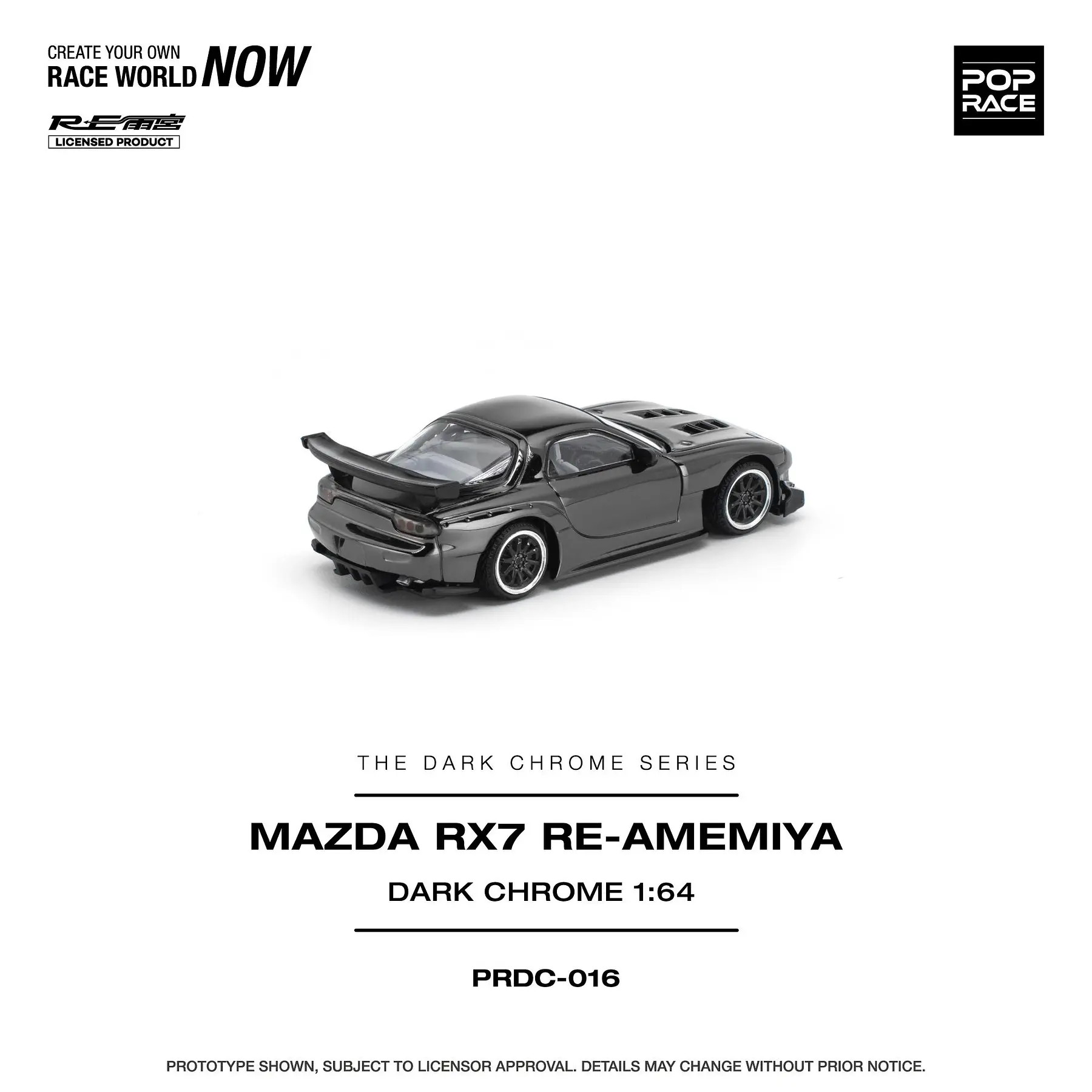(PREVENTA) Pop Race 1:64 Mazda RX-7 RE-AMEMIYA - Dark Chrome