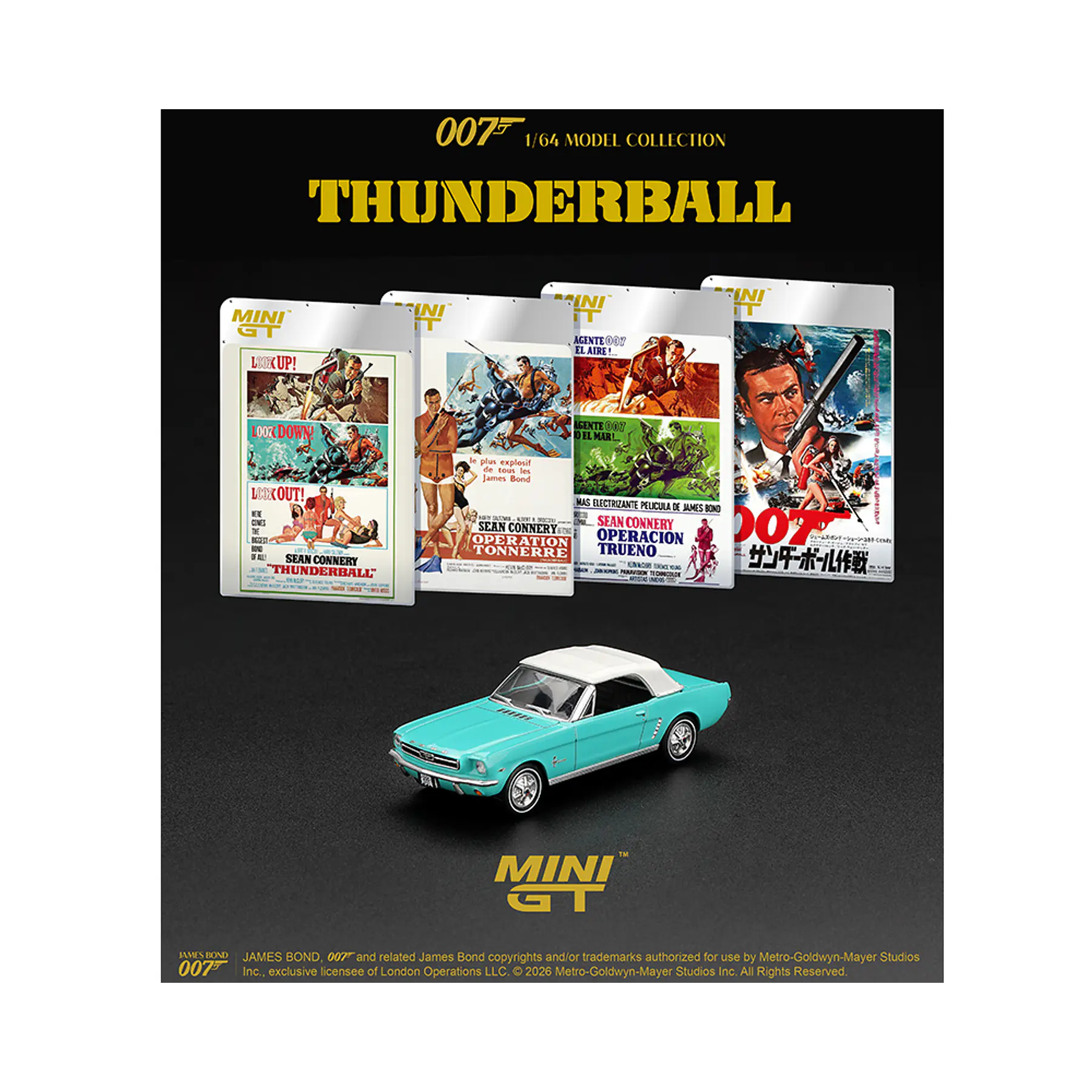 (PREVENTA) Mini GT 1:64 James Bond 007 Ford Mustang Convertible 1965 “Thunderball”