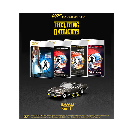 (PREVENTA) Mini GT 1:64 James Bond 007 Aston Martin V8 Vantage “The Living Daylights” Weapons On