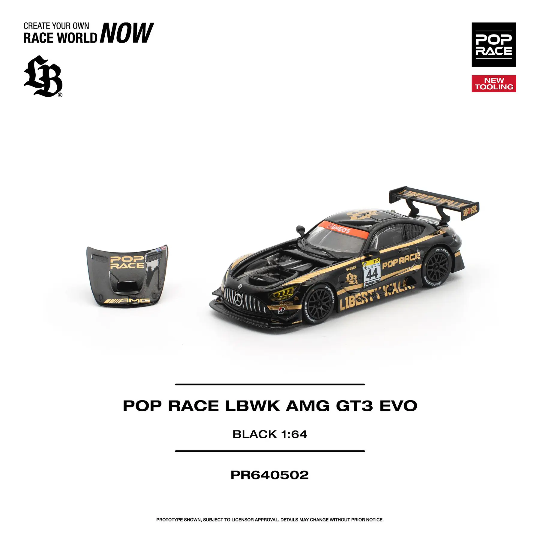 (PREVENTA) Pop Race 1:64 Set LBWK Truck - AMG GT3 EVO  and figures BLACK