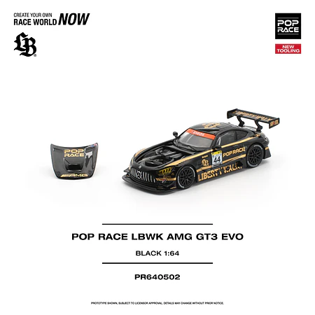 (PREVENTA) Pop Race 1:64 Set LBWK Truck - AMG GT3 EVO  and figures BLACK