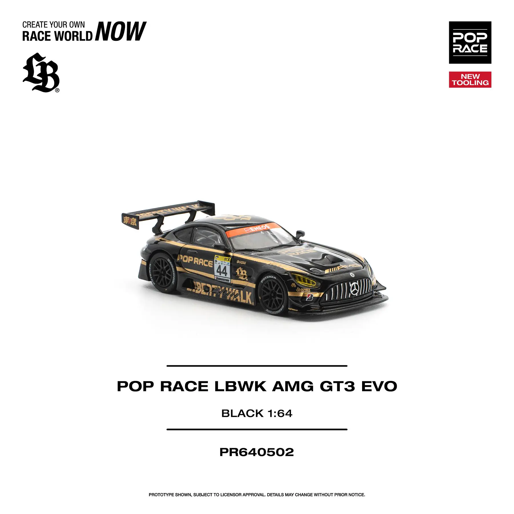 (PREVENTA) Pop Race 1:64 Set LBWK Truck - AMG GT3 EVO  and figures BLACK