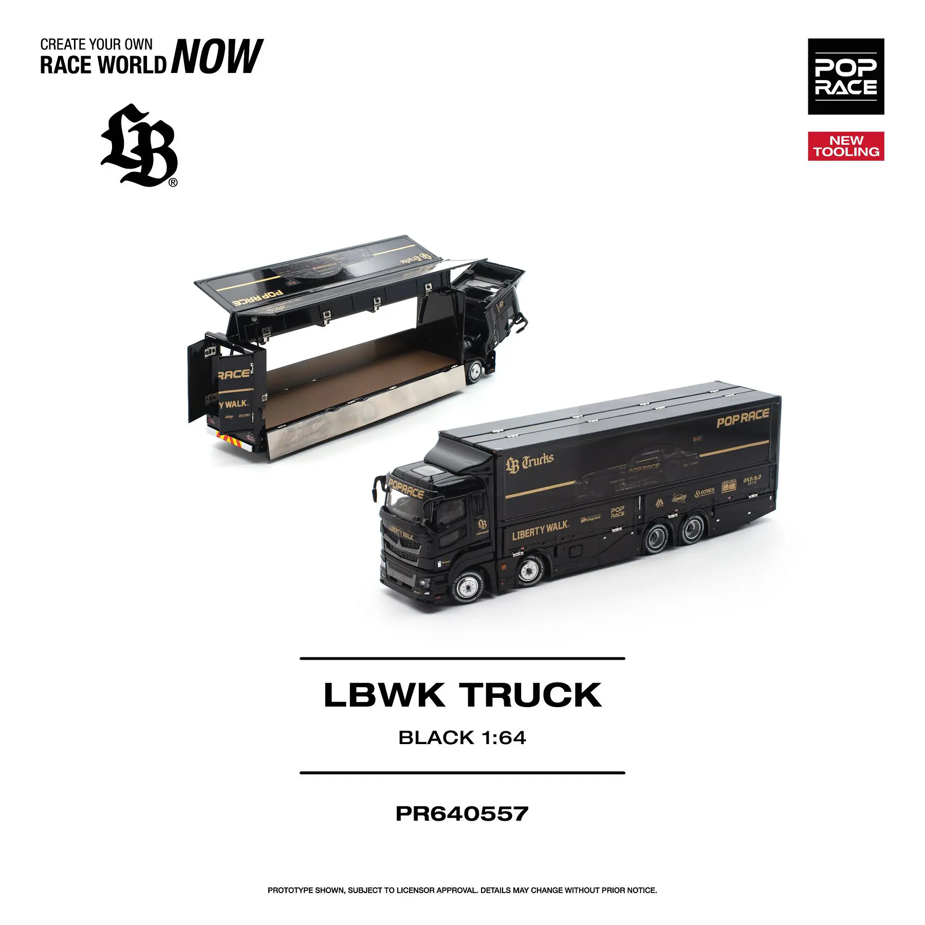 (PREVENTA) Pop Race 1:64 Set LBWK Truck - AMG GT3 EVO  and figures BLACK