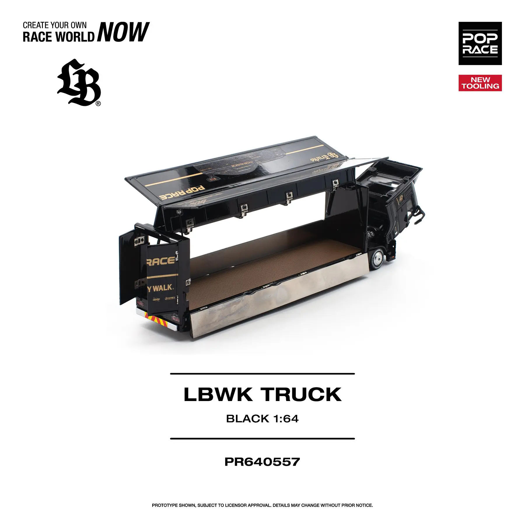 (PREVENTA) Pop Race 1:64 Set LBWK Truck - AMG GT3 EVO  and figures BLACK