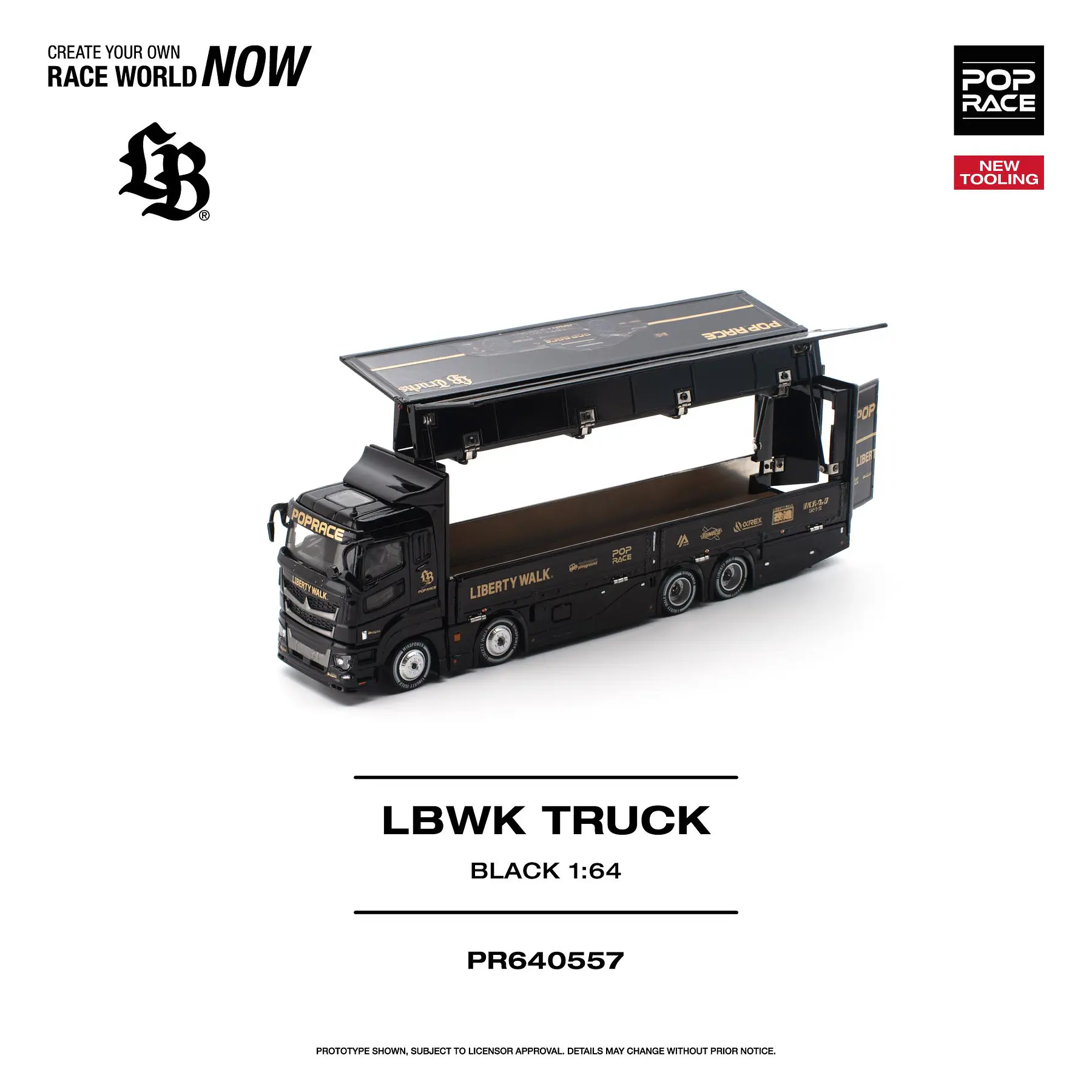 (PREVENTA) Pop Race 1:64 Set LBWK Truck - AMG GT3 EVO  and figures BLACK