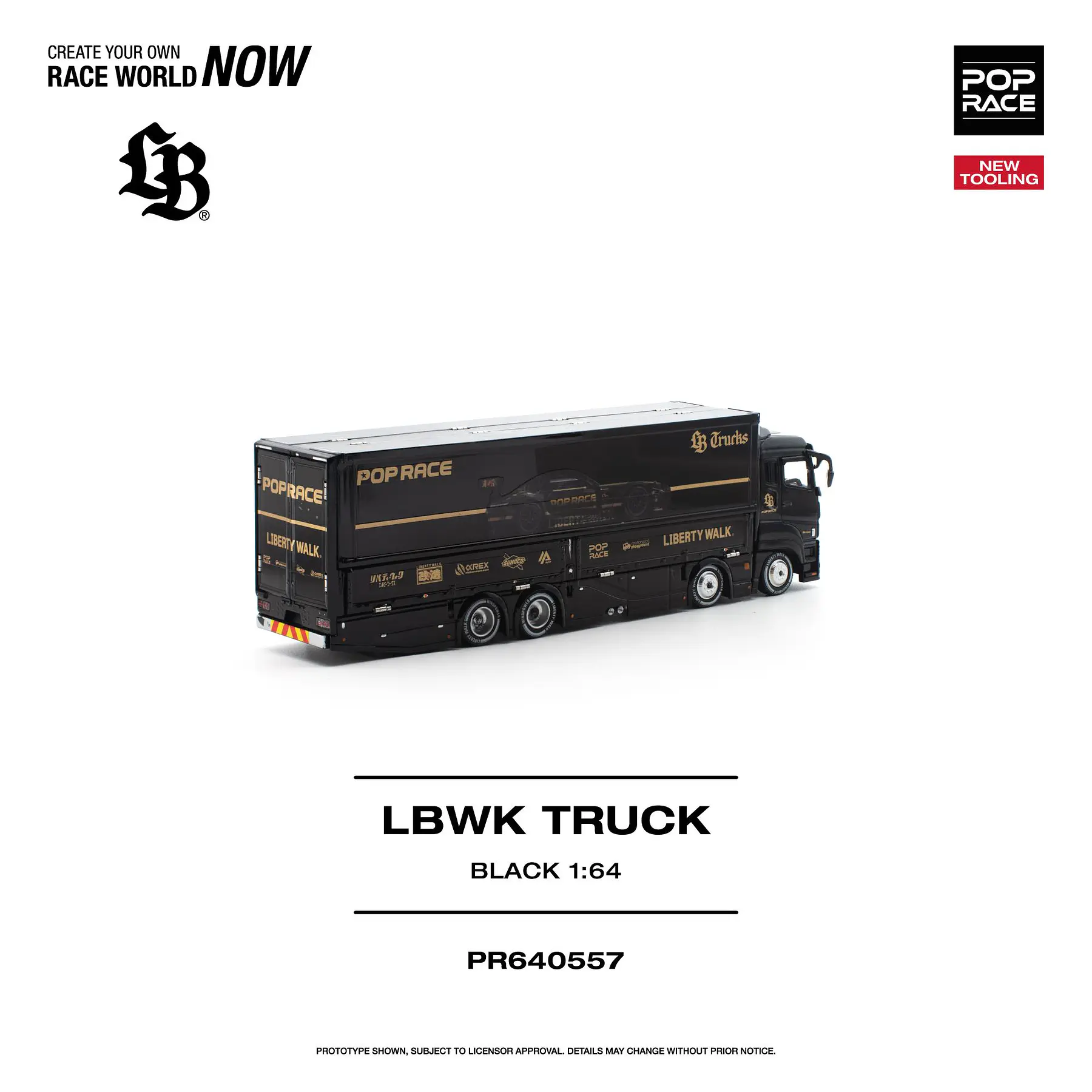 (PREVENTA) Pop Race 1:64 Set LBWK Truck - AMG GT3 EVO  and figures BLACK