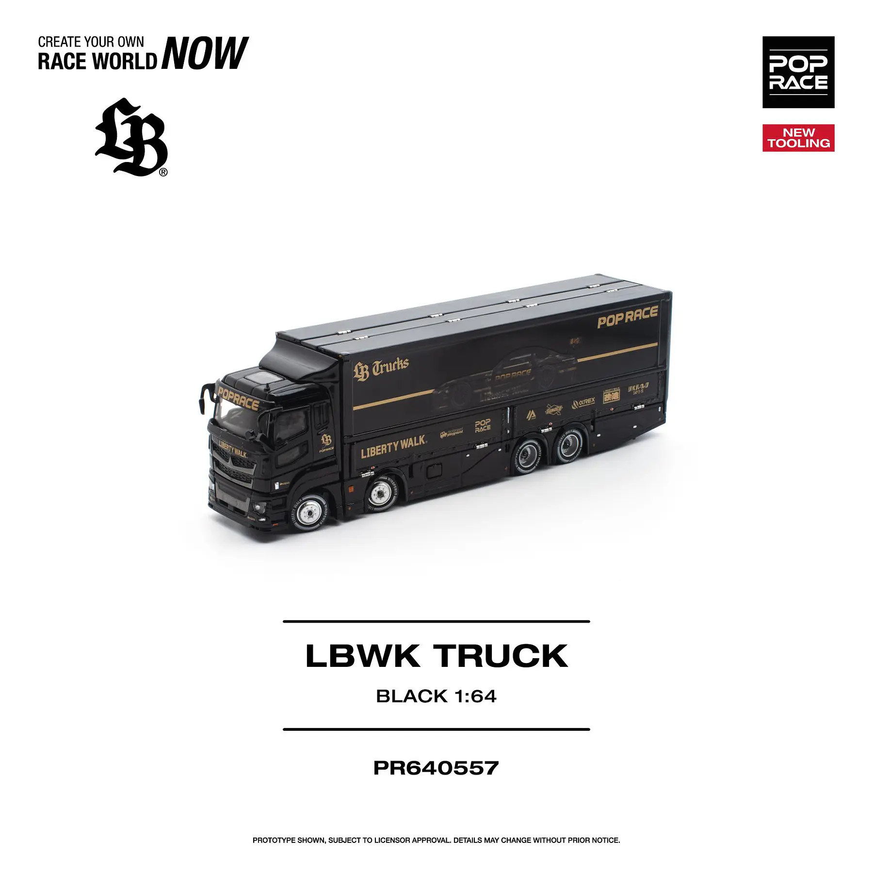 (PREVENTA) Pop Race 1:64 Set LBWK Truck - AMG GT3 EVO  and figures BLACK
