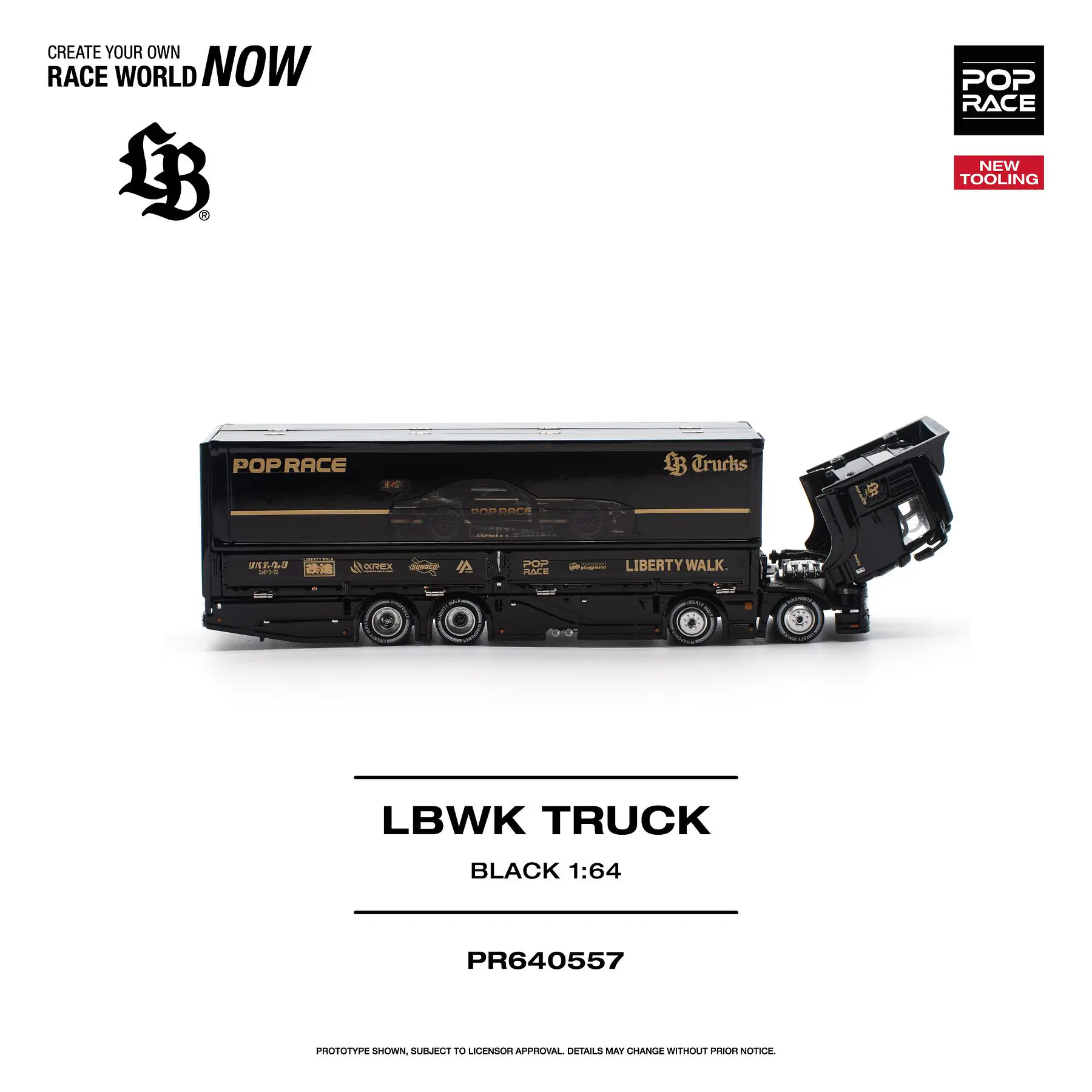 (PREVENTA) Pop Race 1:64 Set LBWK Truck - AMG GT3 EVO  and figures BLACK