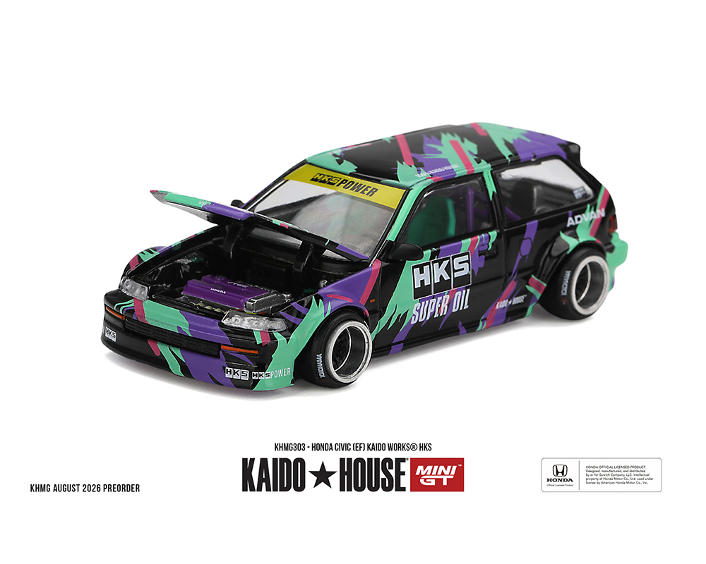 (PREVENTA) Kaido House x Mini GT 1:64 Honda Civic (EF) Kaido Works HKS