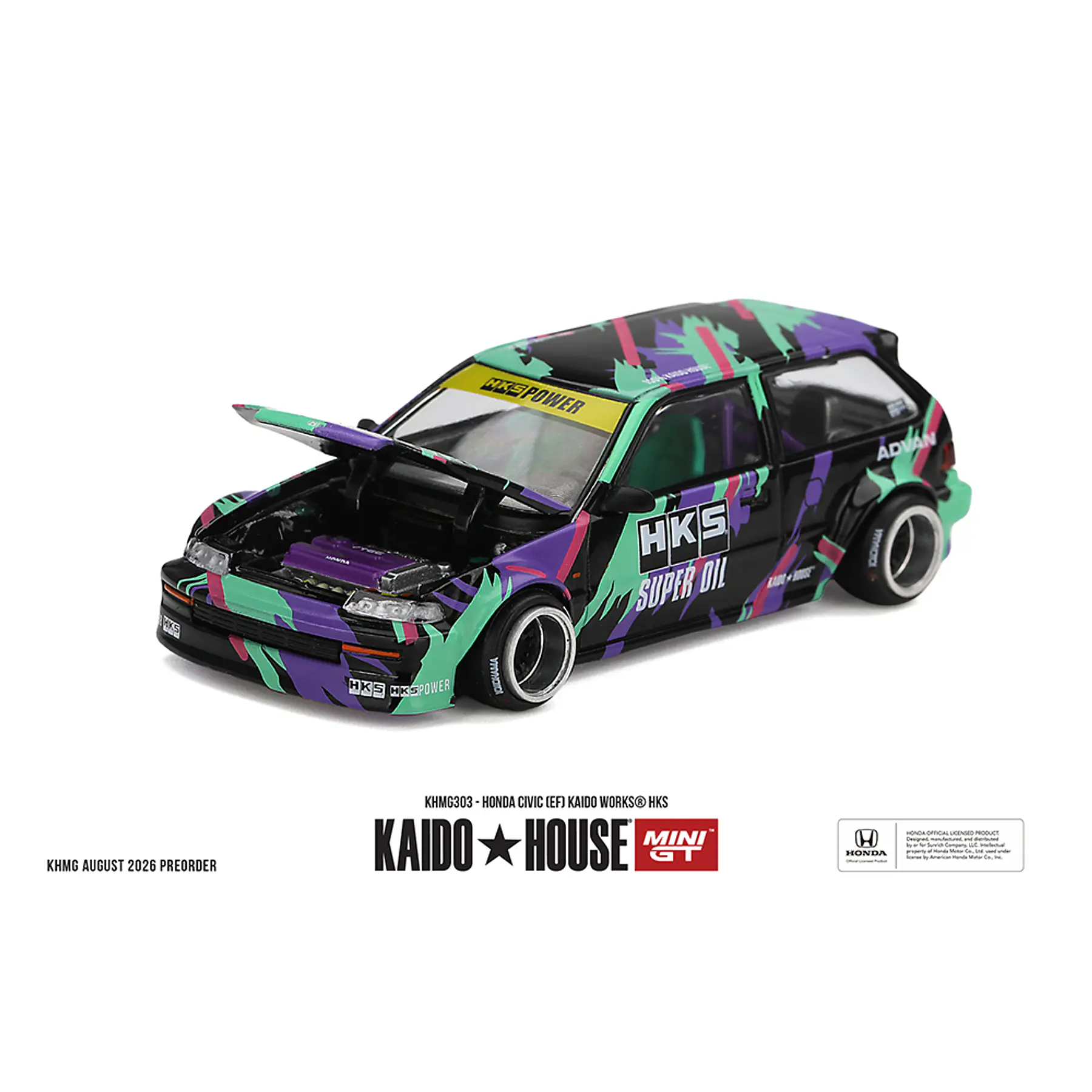 (PREVENTA) Kaido House x Mini GT 1:64 Honda Civic (EF) Kaido Works HKS