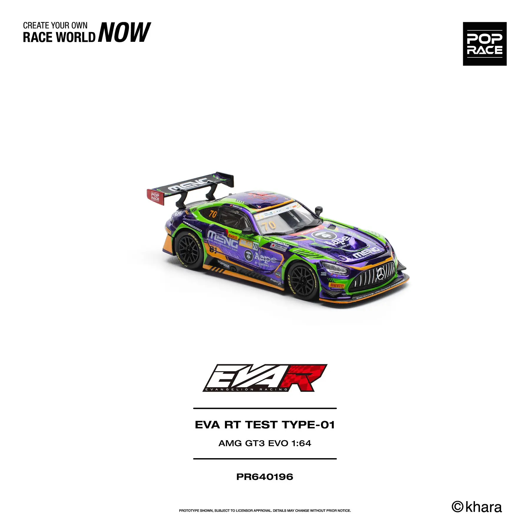(PREVENTA) Pop Race 1:64 Mercedes-Benz EVA RT TEST TYPE-01 AMG GT3 EVO - MACAU GP 2023