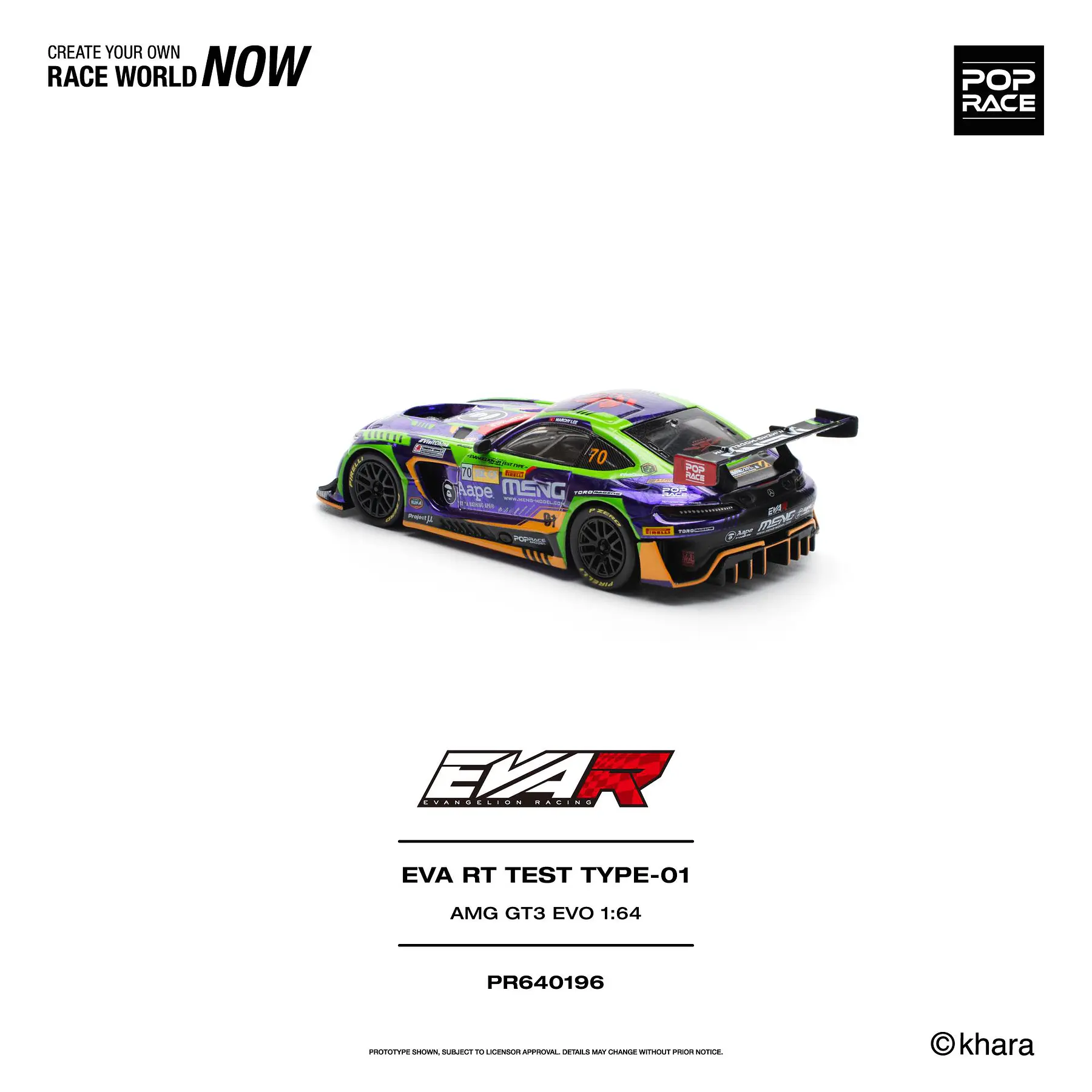 (PREVENTA) Pop Race 1:64 Mercedes-Benz EVA RT TEST TYPE-01 AMG GT3 EVO - MACAU GP 2023