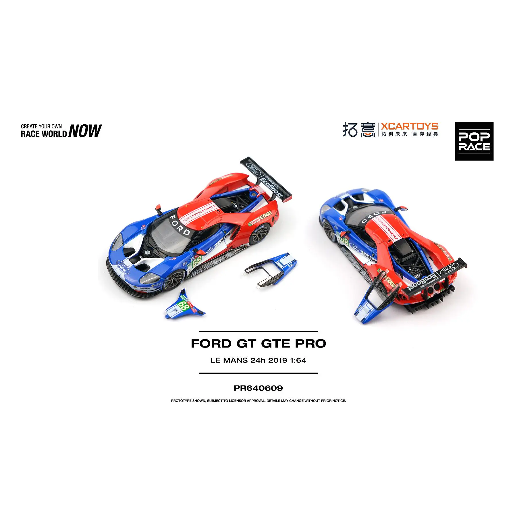 (PREVENTA) Pop Race x XCARTOYS 1:64 Ford GT GTE PRO - Le Mans 24H 2019
