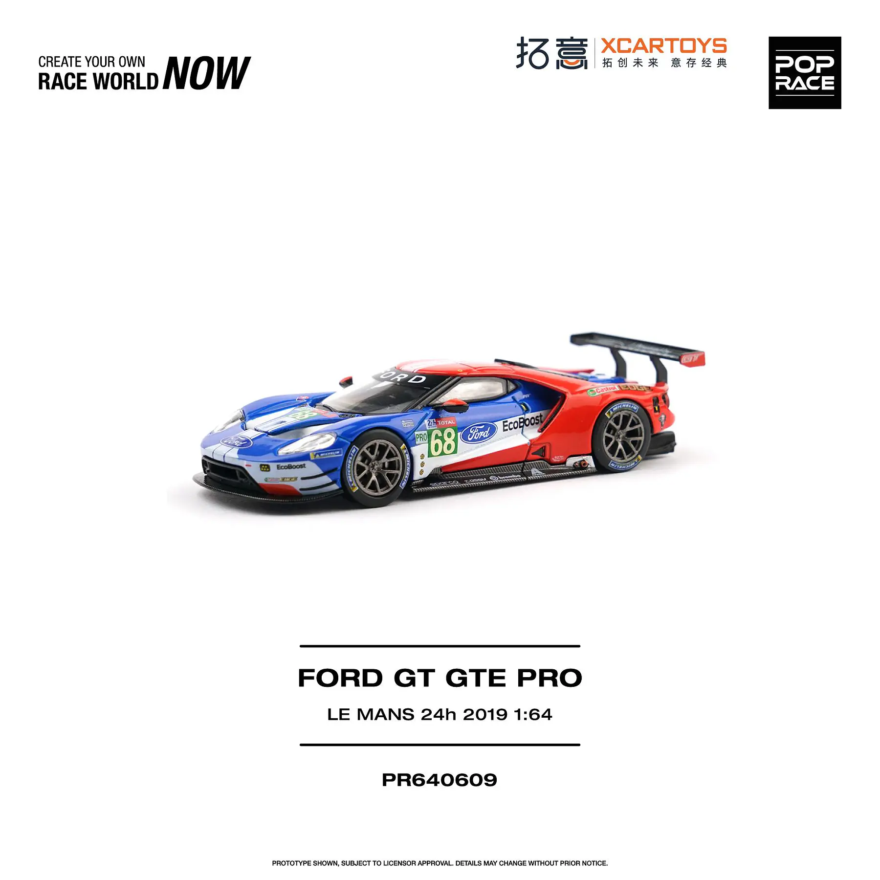 (PREVENTA) Pop Race x XCARTOYS 1:64 Ford GT GTE PRO - Le Mans 24H 2019