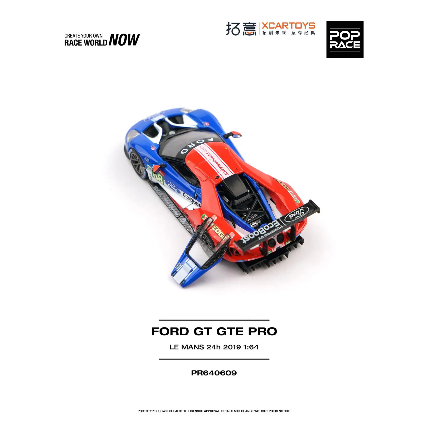(PREVENTA) Pop Race x XCARTOYS 1:64 Ford GT GTE PRO - Le Mans 24H 2019