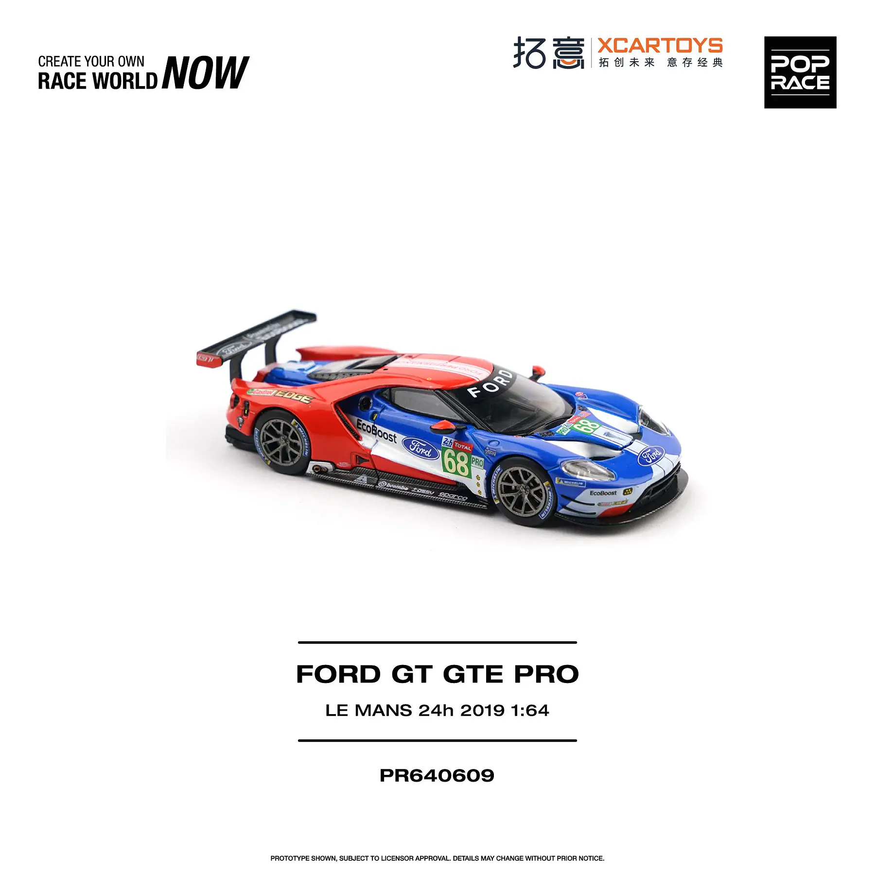 (PREVENTA) Pop Race x XCARTOYS 1:64 Ford GT GTE PRO - Le Mans 24H 2019