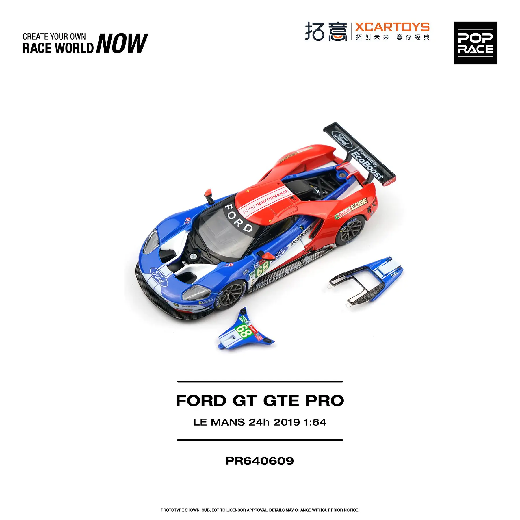 (PREVENTA) Pop Race x XCARTOYS 1:64 Ford GT GTE PRO - Le Mans 24H 2019