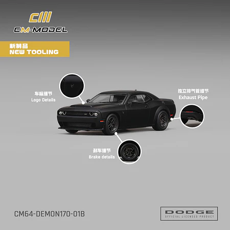 (PREVENTA) CM MODEL 1:64 Dodge Demon 170 Matte Black