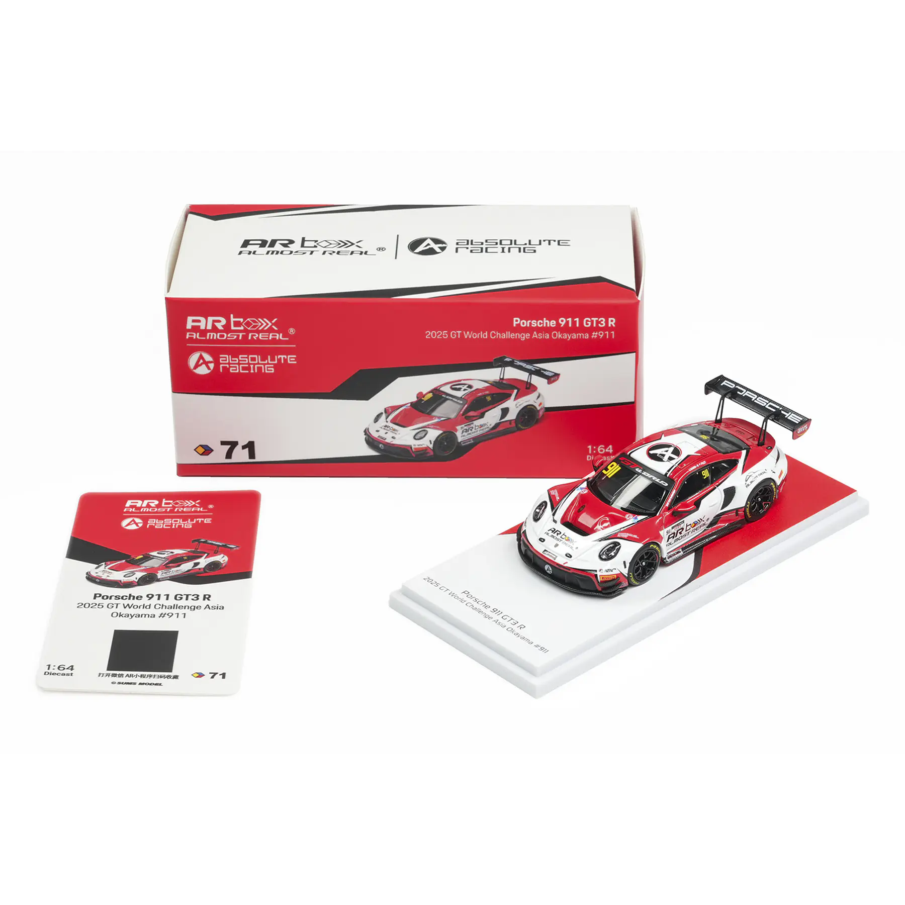 (PREVENTA) Almost Real 1:64 Porsche 911 GT3 R 2025 GT World Challenge Asia Okayama #911