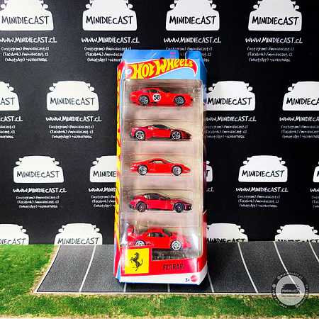 Hot Wheels pack 5 Ferrari Rosso (ruedas duras)