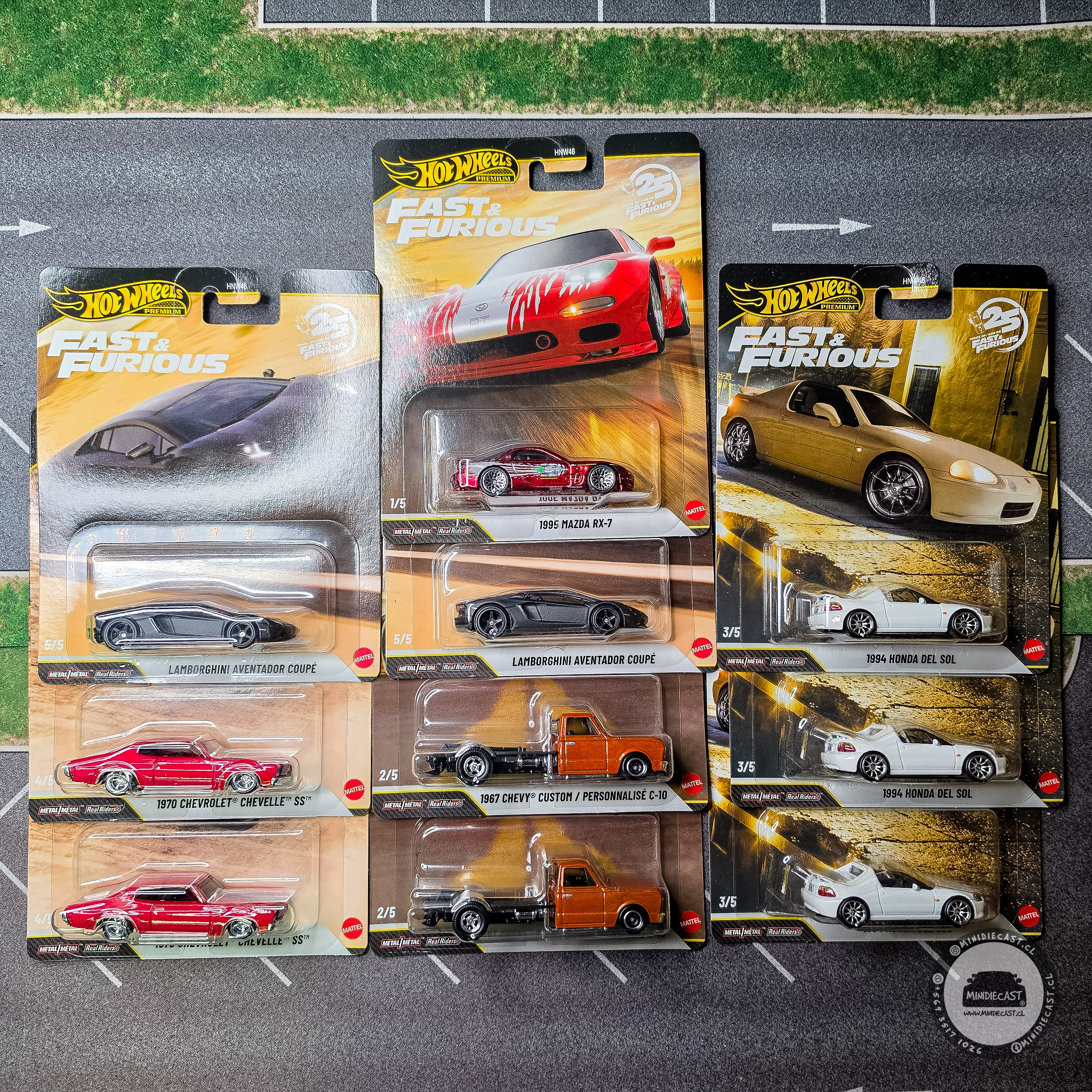 Hot Wheels 1:64 Set 10 autos. Fast & Furious 7 Premium case