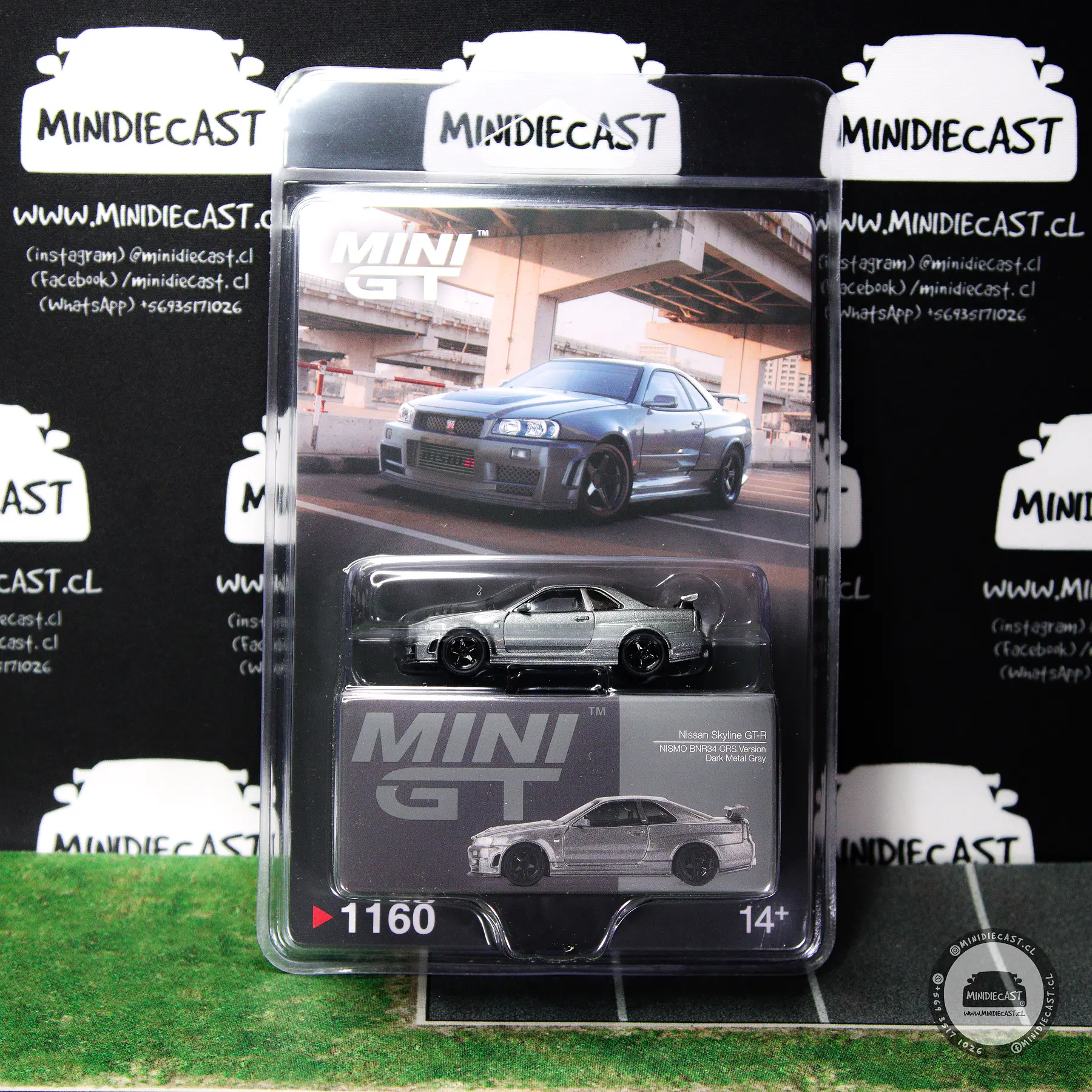 Mini GT 1:64 Nissan Skyline GT-R Dark Metal Gray (NISMO BNR34 CRS Version). 