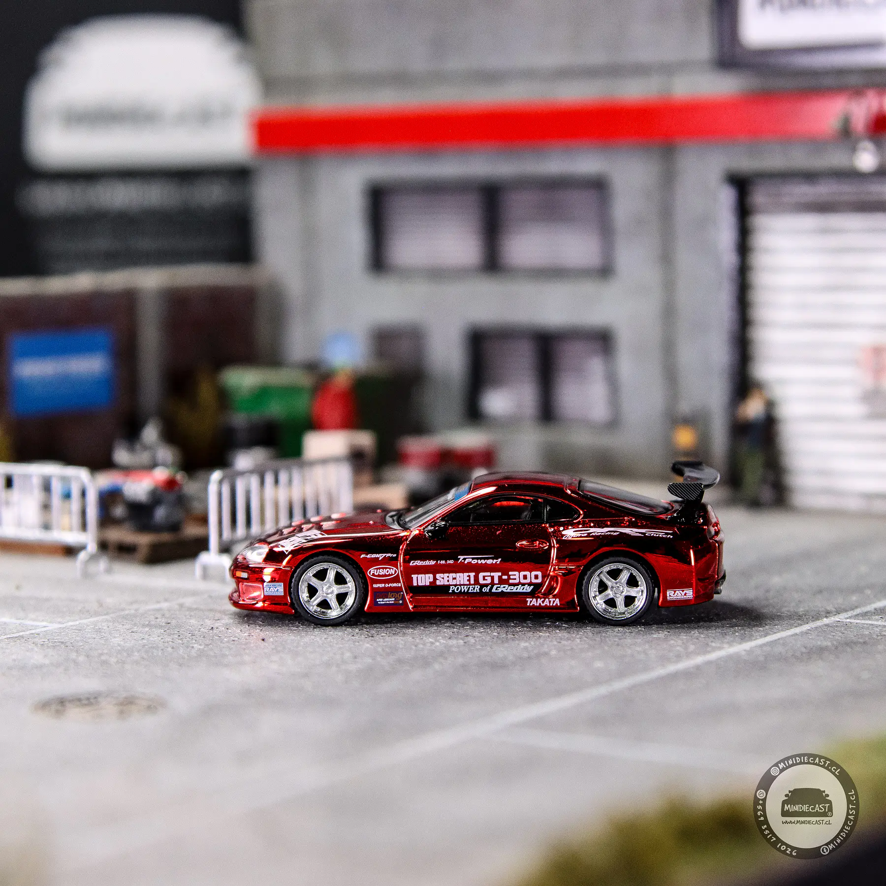 Mini GT 1:64 Toyota Supra (A80) Top Secret GT-300 Top Secret – Red Chrome- Limited Edition. 