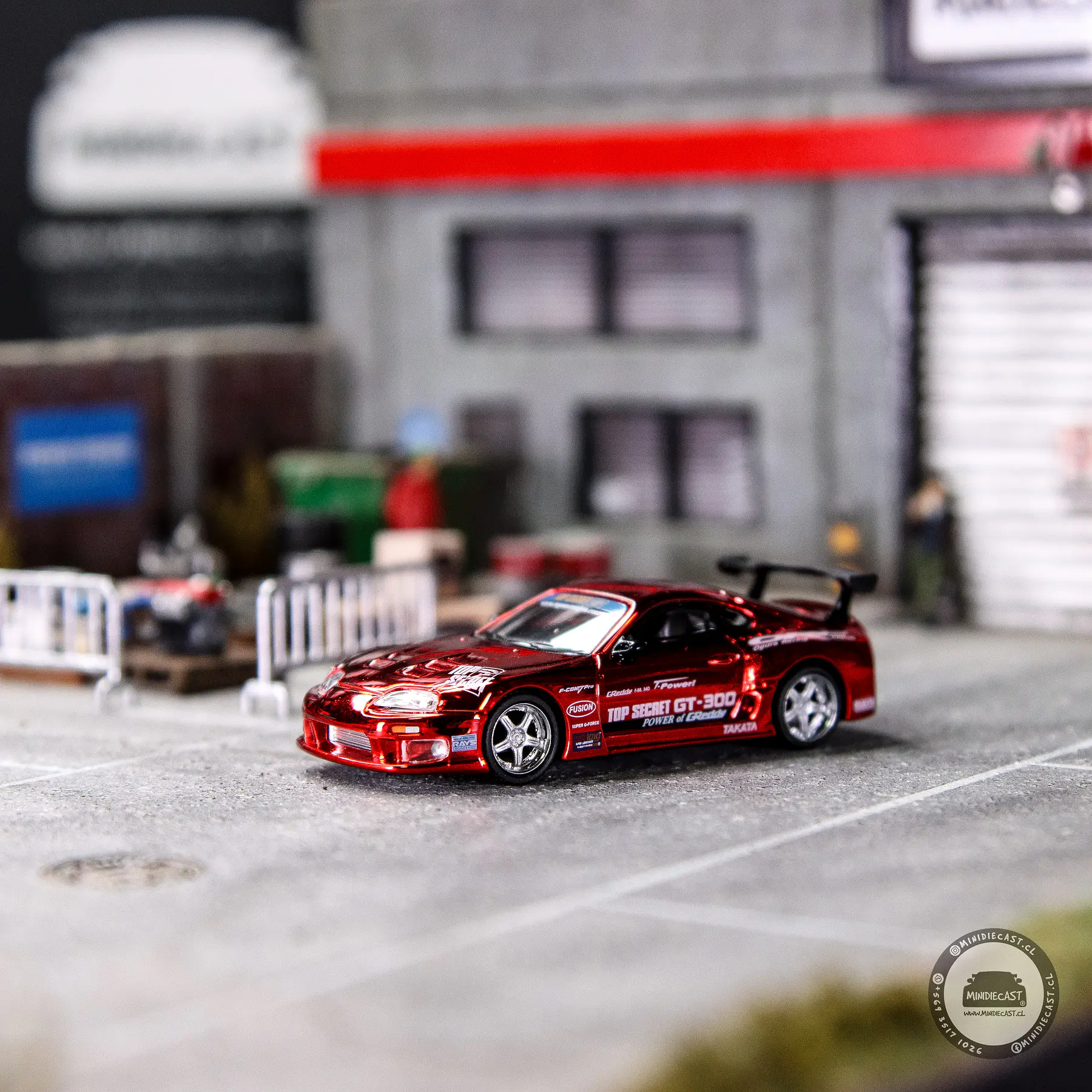 Mini GT 1:64 Toyota Supra (A80) Top Secret GT-300 Top Secret – Red Chrome- Limited Edition. 