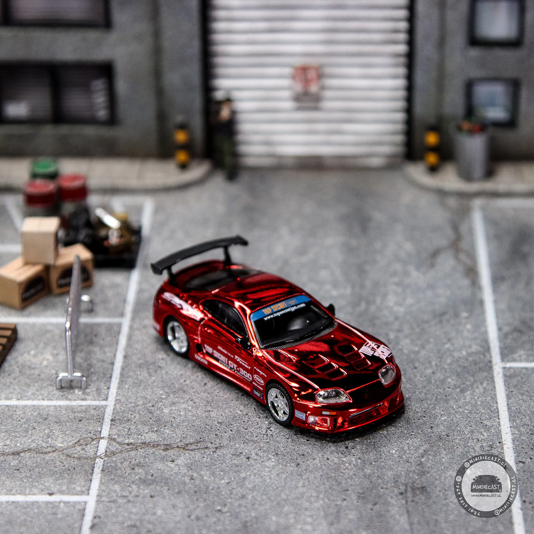 Mini GT 1:64 Toyota Supra (A80) Top Secret GT-300 Top Secret – Red Chrome- Limited Edition. 
