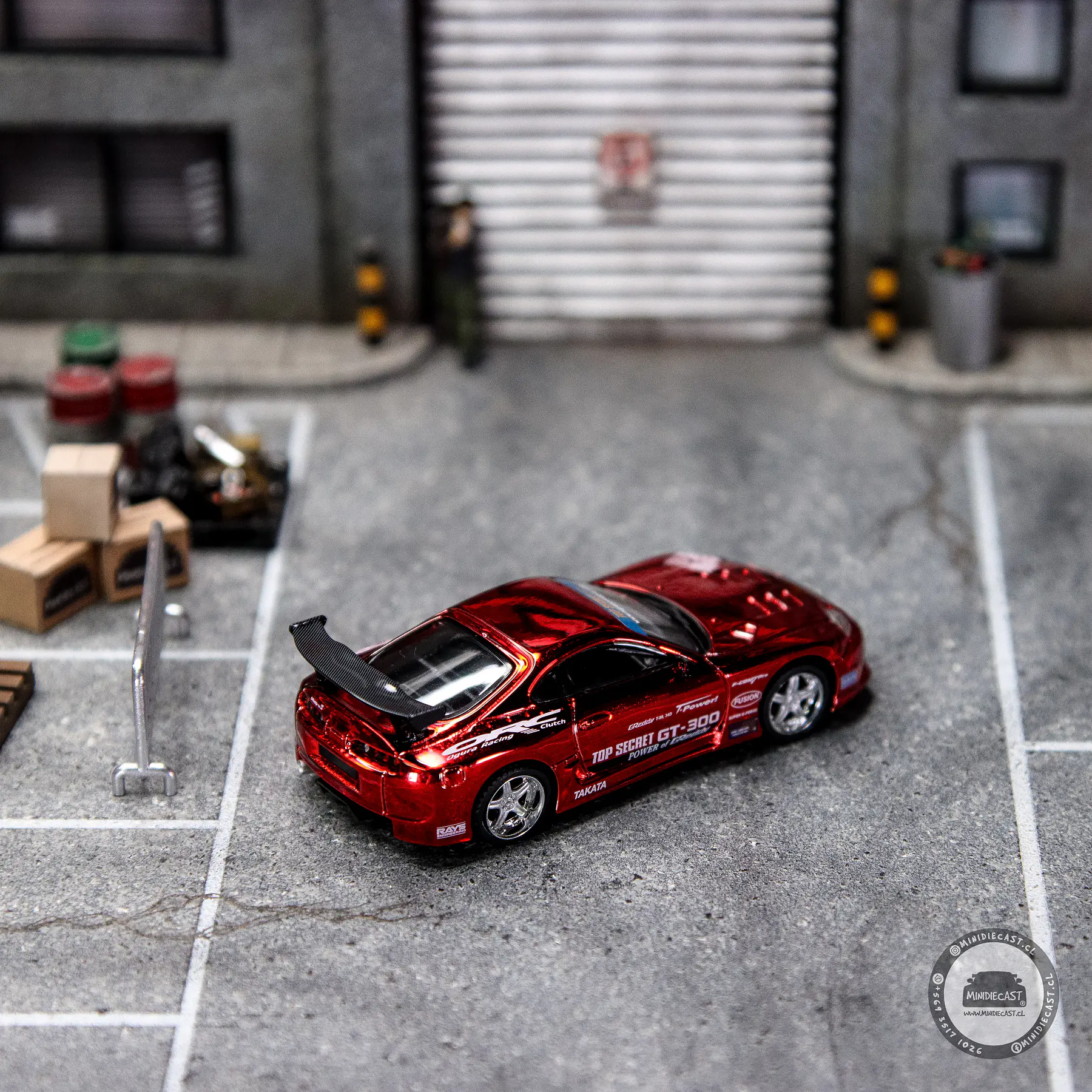 Mini GT 1:64 Toyota Supra (A80) Top Secret GT-300 Top Secret – Red Chrome- Limited Edition. 