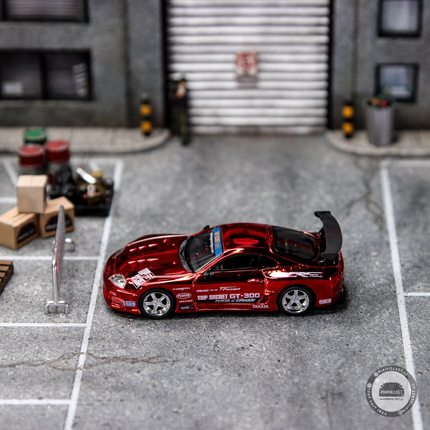 Mini GT 1:64 Toyota Supra (A80) Top Secret GT-300 Top Secret – Red Chrome- Limited Edition. 