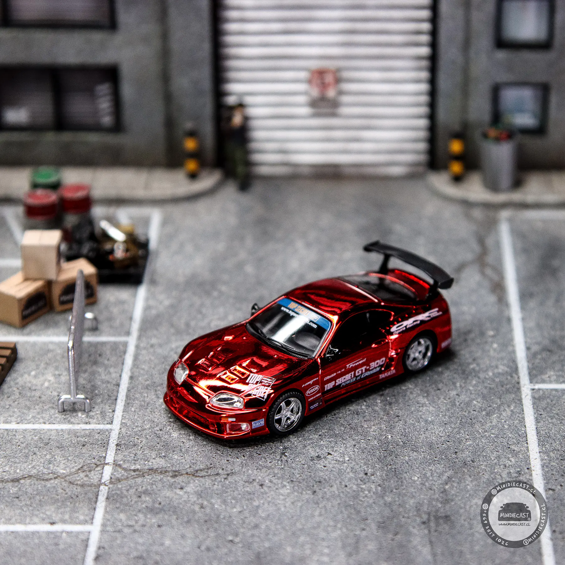 Mini GT 1:64 Toyota Supra (A80) Top Secret GT-300 Top Secret – Red Chrome- Limited Edition. 