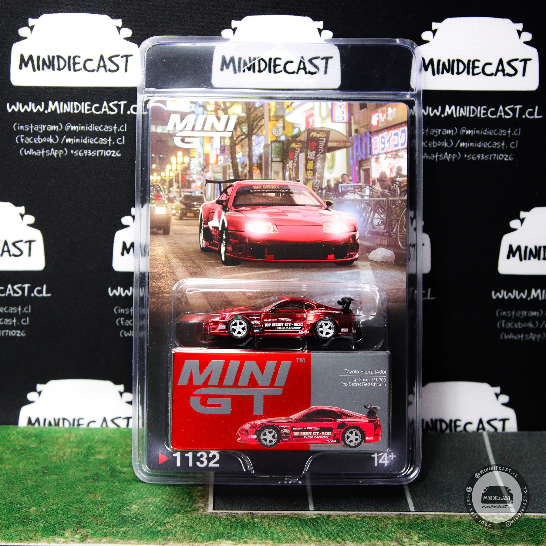 Mini GT 1:64 Toyota Supra (A80) Top Secret GT-300 Top Secret – Red Chrome- Limited Edition. 
