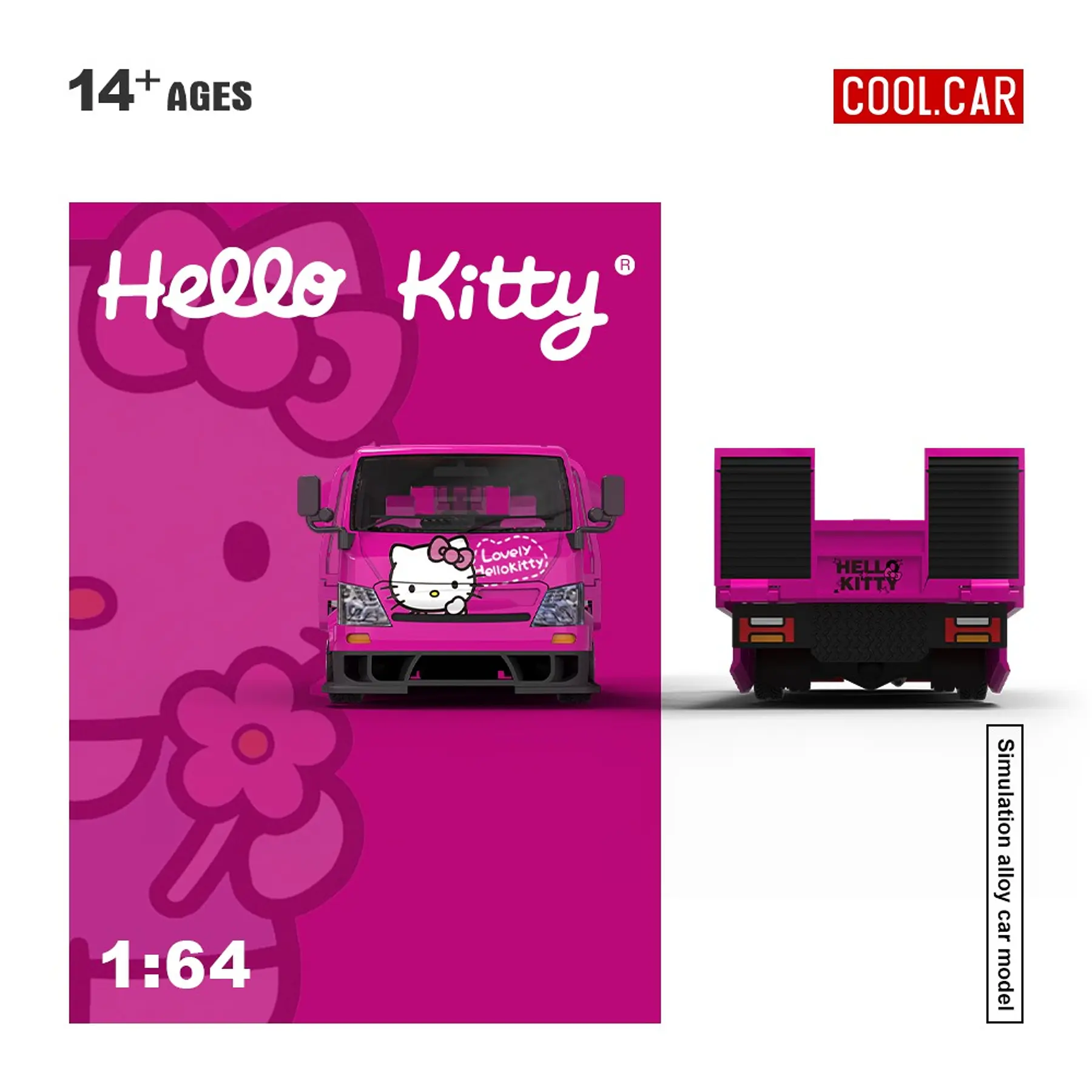 Cool Car 1:64 H300 Flatbed Transport Hello Kitty Deep Pink. 