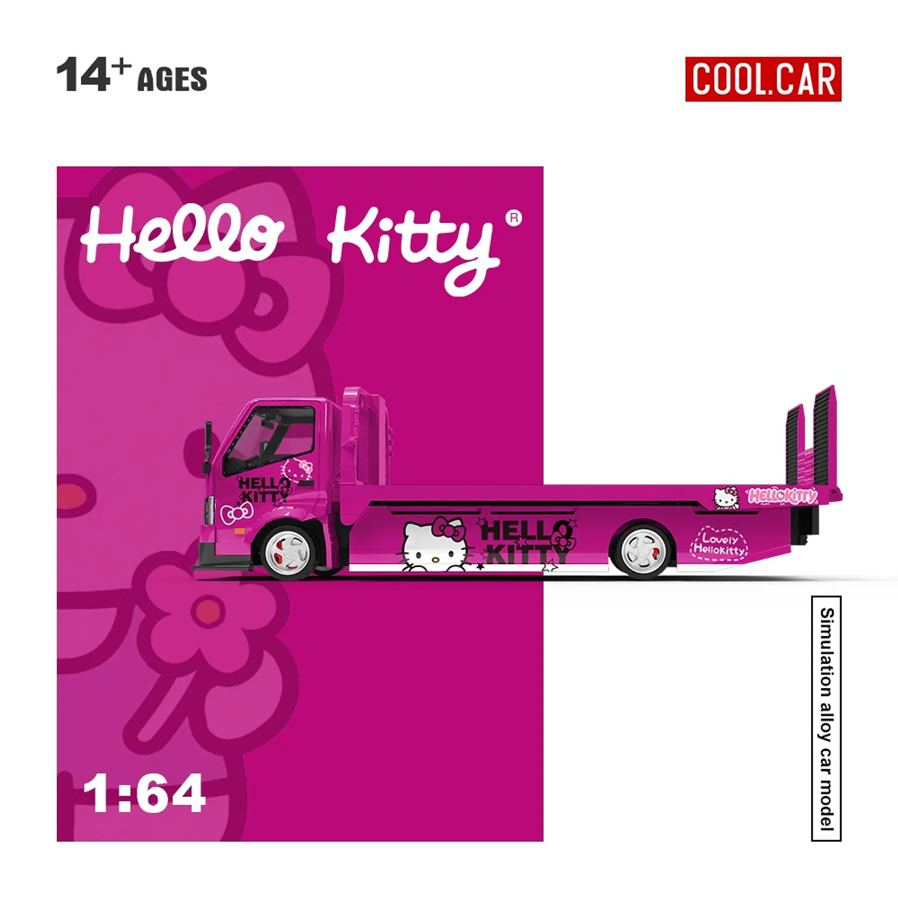 Cool Car 1:64 H300 Flatbed Transport Hello Kitty Deep Pink. 