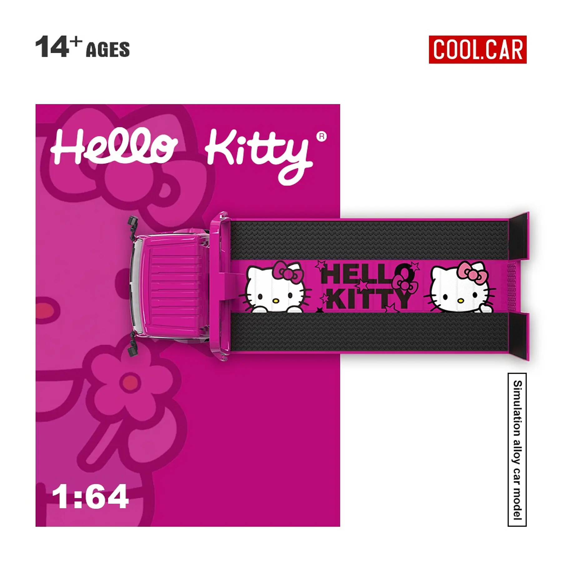 Cool Car 1:64 H300 Flatbed Transport Hello Kitty Deep Pink. 